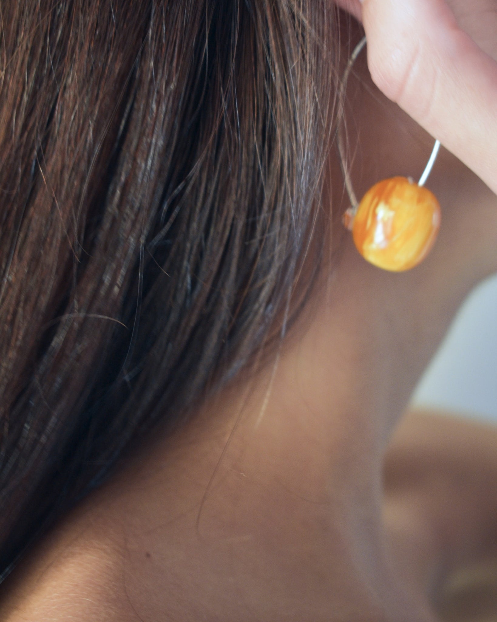 Ambelau Silver and Amber Earrings