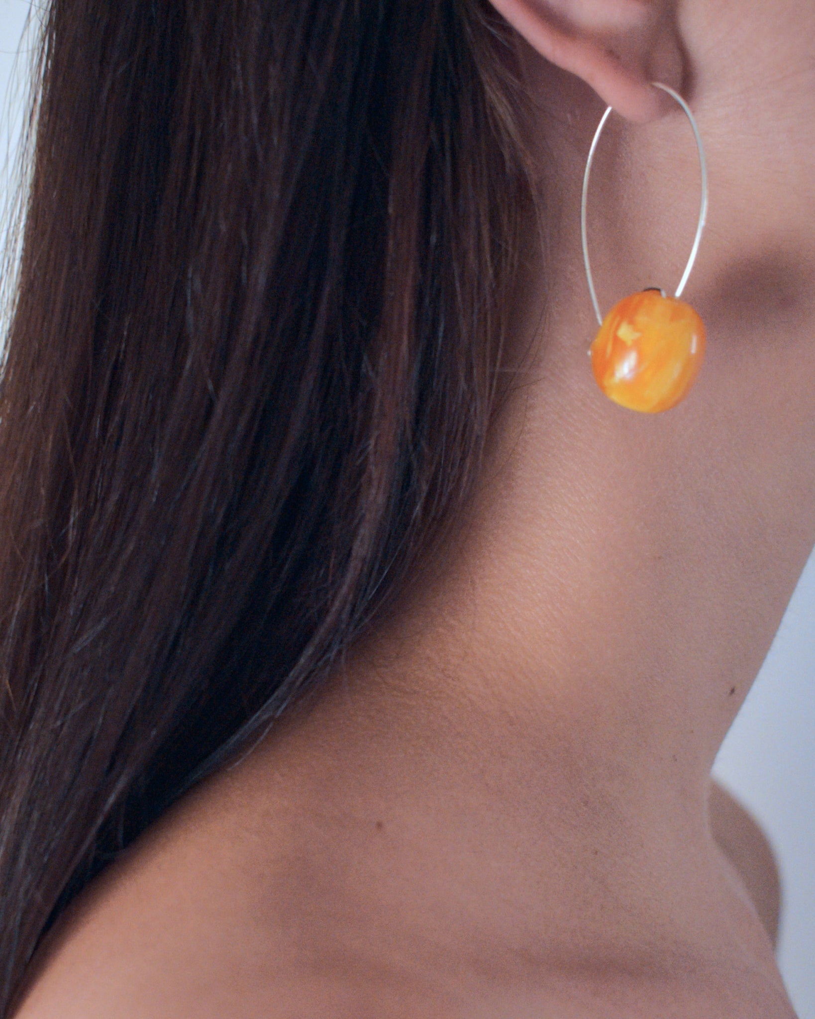 Ambelau Silver and Amber Earrings