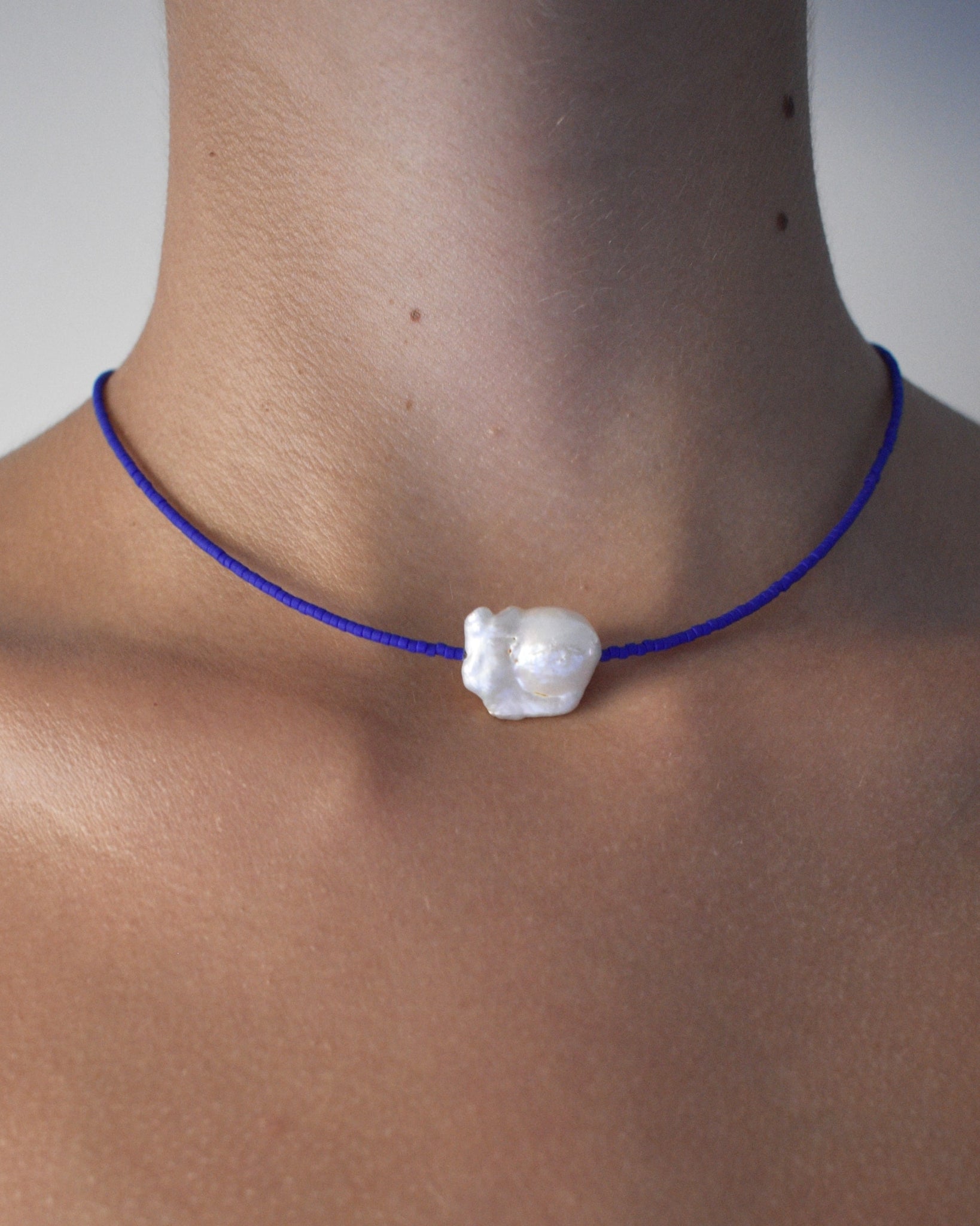 Surigao Pearl and Crystal Beads Necklace - Klein Blue