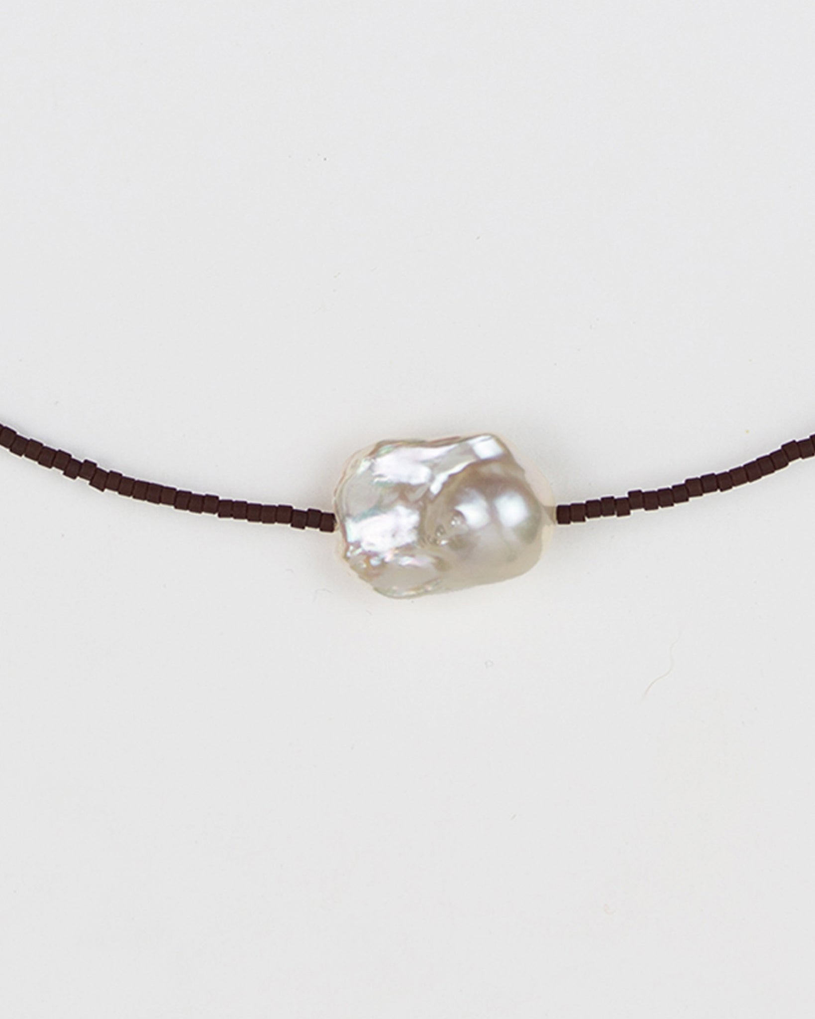 Surigao Pearl and Crystal Beads Necklace - Brown