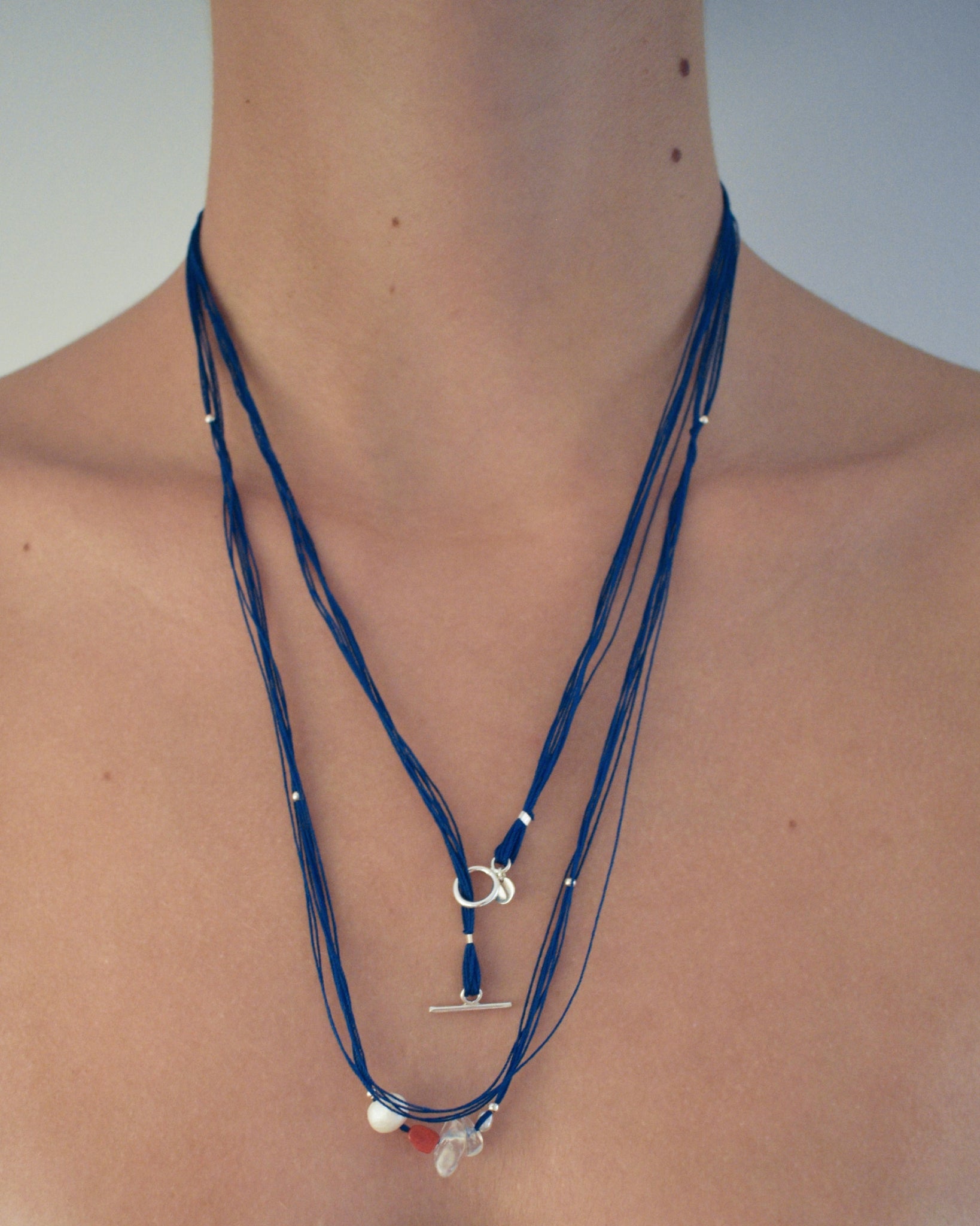 Api Blue Necklace / Pearl and Coral